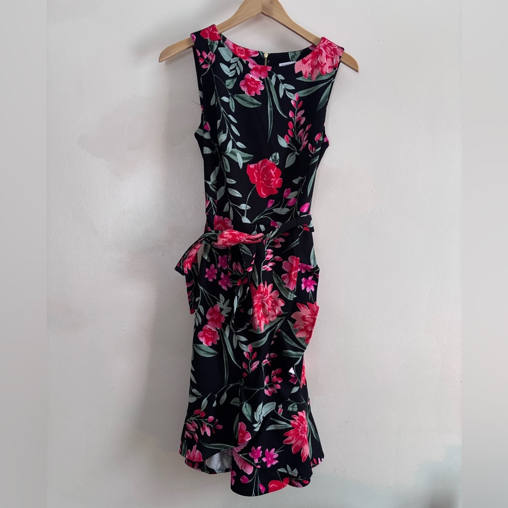 Calvin Klein Black Dress with Pink Floral Print size 8 - Picture 2 of 5